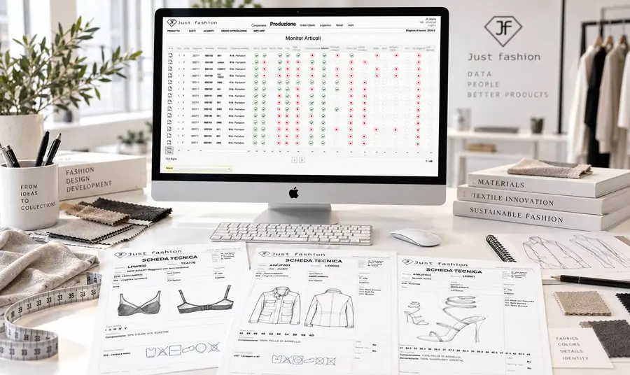 Just Fashion PDM - Scheda Tecnica e Prototipazione Visiva con Intelligenza Artificiale